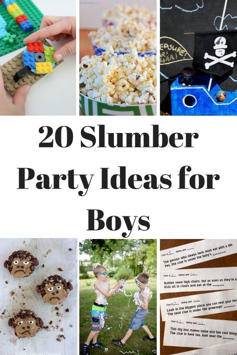 Slumber party ideas for boys and fun ideas for girls too! Crafts, games, snacks and all sorts of fun to make your sleepover one to remember! #slumberparty #partyideas #boys #boyparty Slumber Party Ideas For Boys, Slumber Party Ideas, Boy Sleepover, Sleepover Party Games, Birthday Sleepover Ideas, Kids Sleepover, Slumber Party Games, Sleepover Birthday Parties, Games For Boys