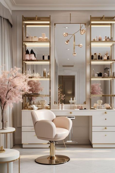 Makeup Glam Room Ideas, Dressing Table Ideas Modern Luxury, Dressing Table Design Luxury, Makeup Vanity Ideas, Luxury Dressing Table, Royal Bedroom Design, Modern Dressing Table, Makeup And Accessories, Modern Makeup Vanity