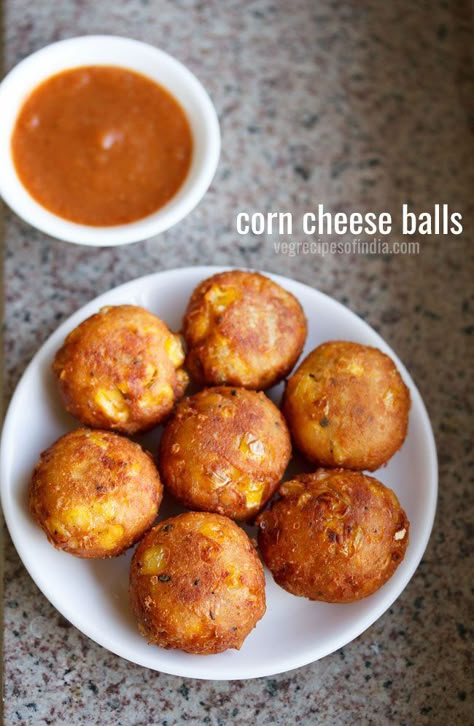 corn cheese balls recipe - easy and a no fail recipe of corn cheese balls - fried as well as baked version. Corn Cheese Balls Recipe, Corn Balls Recipe, Cheese Corn Balls Recipe, Corn Balls, Friday Recipes, Cheese Balls Recipe, Cheese Ball Recipes Easy, Healthy Cheese, Veg Snacks