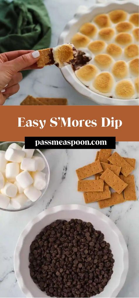 This delicious s’mores dip is made with just 3 ingredients, and it can be made in just a few minutes, in the oven, microwave, or air fryer! Try this for a tasty, simple treat! S’mores Dip Oven, Smores Dip Oven, S’mores Dip Air Fryer Recipe, Microwave Smores Dip, Healthy S’mores, Oven S’mores Dip, Air Fryer Smores Dip, S’more Dip, Simple Dessert Recipes 3 Ingredients