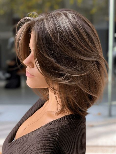 12 Trendy Bob Haircuts for a Sleek Style The Rachel Haircut Modern, Layered Bob With Long Bangs, Medium Bob Haircut With Layers, Short Hair With Long Layers, Hilary Farr, Medium Hair Styles For Women, Classic Haircut, Layered Haircuts For Medium Hair, Cool Blonde Hair