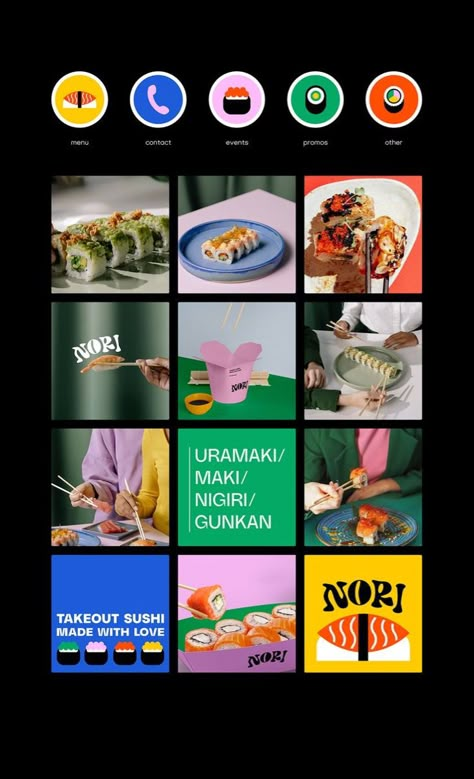 Instagram Grid Design, Social Media Branding Design, Social Templates, Desain Editorial, Feed Insta, Sushi Restaurant, Instagram Template Design, Instagram Grid, Instagram Layout