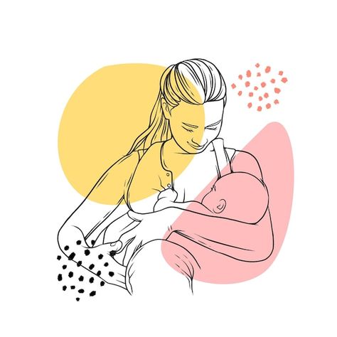 Pregnancy Scrapbook, Breastfeeding Art, Breastfeeding Week, Line Art Style, Newborn Care, Vector Hand, Happy Valentines, Drawing Reference, Aesthetic Art