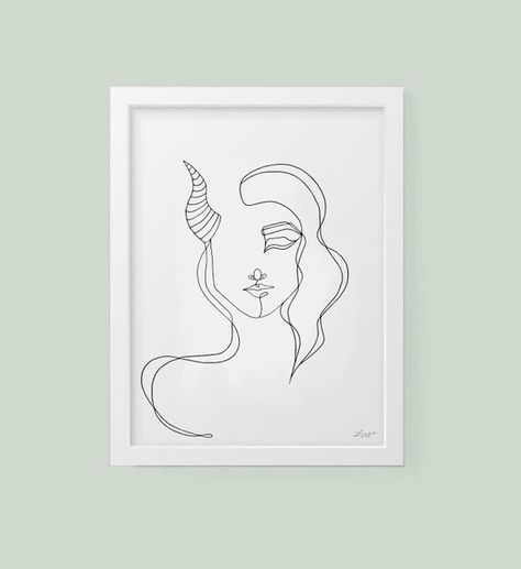 Capricorn Zodiac Drawing, Capricorn Line Art, Capricorn Art Drawing, Capricorn Drawing, Sticker Sleeve, 2023 Tattoo, Line Art Black And White, Line Art Black, Capricorn Art