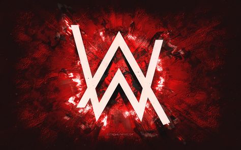 Alan Walker Logo, Walker Logo, Stone Background, Orange Logo, Orange Stone, Grunge Art, Alan Walker, Red Logo, Red Stone