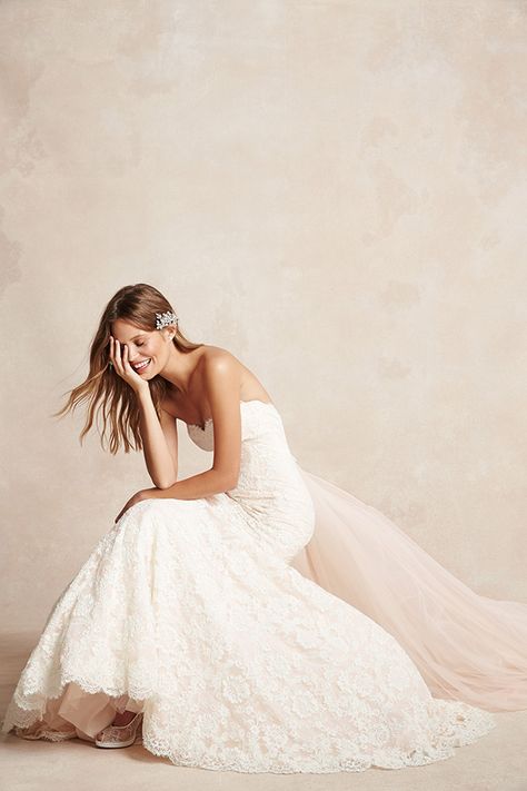 Monique Lhuillier Bliss 2015 Wedding Dresses - Simple and elegant gown,  1522 Dress | See the full collection at www.onefabday.com Tulle Fashion, Monique Lhuillier Wedding, Monique Lhuillier Wedding Dress, Monique Lhuillier Bridal, Elie Saab Haute Couture, Pnina Tornai, 2015 Wedding Dresses, Trumpet Gown, Lace Strapless