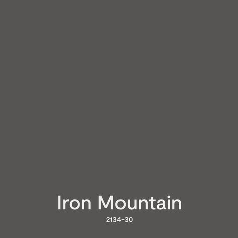 A color swatch of Benjamin Moore Iron Mountain paint. Wrought Iron Benjamin Moore Exterior, Benjamin Moore Iron Mountain Exterior, Iron Mountain Benjamin Moore Exterior, Bm Graphite, Bm Iron Mountain, Iron Mountain Benjamin Moore, House Doors Colors, Tile Paint Colours, Benjamin Moore Bedroom