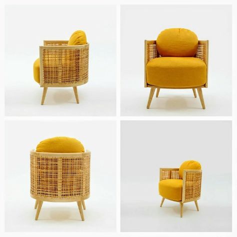 Nada Debs Summerland Armchair, Ashwood, Straw, Fabric, Midcentury Design In New Condition For Sale In Newport Beach, CA Nada Debs, Midcentury Design, Mixed Prints, Yellow Fabric, Newport Beach, Beirut, Mid Century Modern Design, Mixing Prints, Mid Century Design