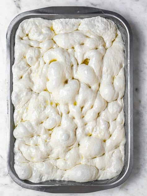 Easy No-Knead Focaccia Recipe | Sandra Valvassori Shockingly Easy No-knead Focaccia, Bake Cook Repeat Focaccia, Self Rising Flour Foccacia, Foccacia Bread Diy, Best Foccacia Recipe, Fluffy Foccacia Bread, Amish Pancakes, Foccacia Bread Recipes Quick, No Knead Foccacia Bread