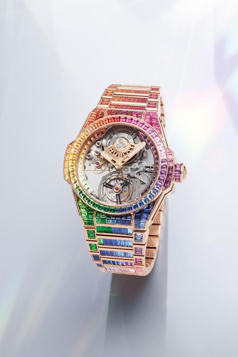 BIG BANG INTEGRAL TOURBILLON RAINBOW | Hublot Hublot Watches Women, Elegant Watches Women, Mens Watches Expensive, Brand Watches Women, Hublot Big Bang, Hublot Watches, Swiss Luxury Watches, Vintage Watches Women, Gold Watches Women