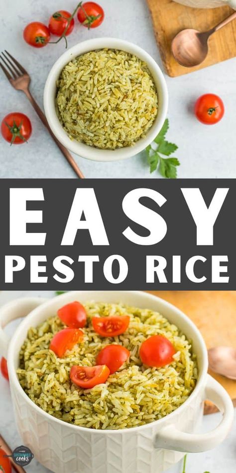 Pesto Rice Recipes, Pesto Recipes Dinner, Pesto Rice, Basil Pesto Chicken, Basmati Rice Recipes, Spanish Rice Recipe, Italian Rice, Lemon Pesto, Tomato Rice