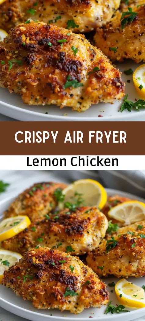 Crispy Air Fryer Lemon Chicken Recipe  Quick & Easy Lemon Garlic Chicken Air Fryer, Chicken And Brussel Sprouts Air Fryer, Air Fryer Greek Lemon Chicken, Boneless Chicken Air Fryer Recipes, Chicken Fillet Recipes Air Fryer, Chicken Marinades For Air Fryer, Best Air Fryer Chicken Recipes, Healthy Air Fryer Chicken Breast, Galanz Air Fryer Microwave Recipes