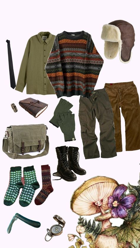 Fall/winter outfit inspo #goblincore #goblincoreoutfit Goblin Core Outfit, Masc Lesbian, Fall Outfits Aesthetic, Cottagecore Grunge, School Clothing, Clothing Aesthetic, Winter Fits, Winter Outfit, Fall Winter Outfits