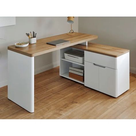 My Favourites Lists | Wayfair.co.uk Modern L Shaped Desk, Contemporary Office Design, Study Table Designs, Brown Desk, Corner Desk Office, Office Table Design, L Shape Desk, Study Desk, Study Table