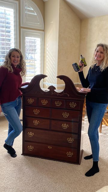 Refinished Highboy Dresser, Queen Anne Highboy Dresser Makeover, Painted Highboy Dresser, Tall Boy Dresser Makeover, Highboy Dresser Makeover, Tall Boy Dresser, Dresser Flip, High Boy Dresser, Dresser Flips