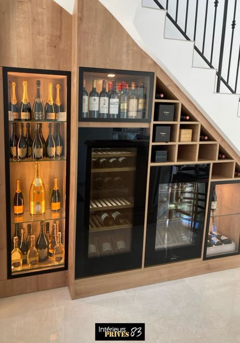 Under Stairs Wine, Bar Under Stairs, Under Stairs Wine Cellar, Cottage Core Home Decor, تحت الدرج, درج السلم, Cottage Core Home, Coin Bar, Staircase Design Modern