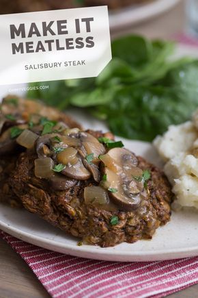 Vegetarian Salisbury Steak with links to Lentil Mushroom Meatballs and Lentil Mushroom Burgers. Not to bash vegetables for what the are, but I am always looking for vegetarian options that are like food from my childhood. This looks like a good one. Lentil Mushroom Burger, Steak Casserole, Salisbury Steak Recipes, Vegan Meat, Salisbury Steak, Diet Vegetarian, Vegetarian Options, Meatless Monday, Meatless Meals