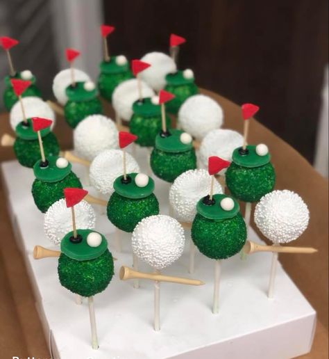 Golf Ball Cakepops, Eagles Cake Pops, Golf Theme Strawberries, Golf Theme Cake Pops, Golf Theme Dessert Table, Golf Ball Birthday Cake, Golf Themed Treats, Golf Party Desserts, Golf Cakepops