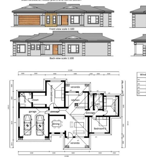 Model House Plan Layout, South Africa House Plans, Low Cost House Plans, Bungalow House Floor Plans, Flat Roof House Designs, Tuscan House Plans, House Paintings, House Plans South Africa, House Plans With Pictures