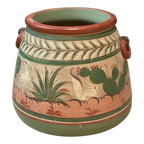 Mexican Bowls Pottery, Mexican Plant Pots, Mexican Pots For Plants, Mexican Ceramics Pottery, Mexican Pottery Designs, Mexican Planters, Chicano Artwork, Mexican Plants, Painting Planters