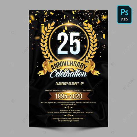 Plantilla De Photoshop De Celebración De Aniversario Anniversary Banner, Poster Inspiration, Psd Background, Gold Poster, Birthday Flyer, Anniversary Event, Weekend Party, Flyer Poster, Psd Template Free