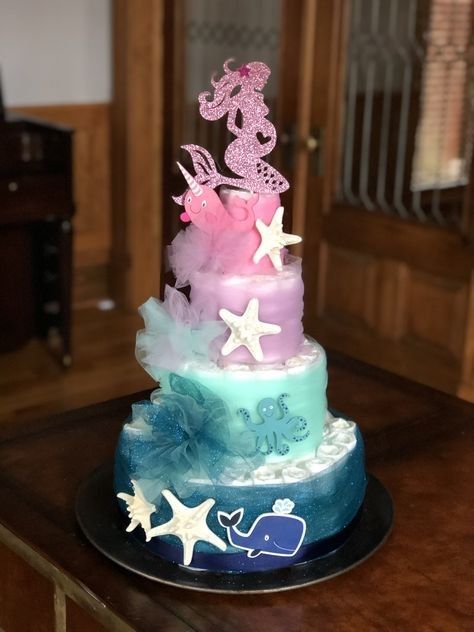 Under The Sea Diaper Cake, Mermaid Baby Shower Cake, Pregnant Mermaid, Dipper Cakes, Connie Baby, Baby Olive, Tulle Ribbon, Diaper Gifts, Mermaid Cake Topper