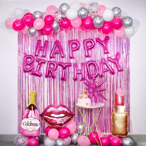 PRICES MAY VARY. What You Receive:You will receive 40pcs 10inch hot pink,white,pink balloons,10pcs 10inch silver balloons, 3pcs 12inch confetti balloons,a 16inch Happy Birthday Banner,4pcs foil balloon, 2 pieces of 3.2x6.5ft hot pink fringe curtains. It also includes a 16 foot chain, 100 adhesive dots, and a silver ribbon plenty of balloons and foil options for your stylish party theme All Inclusive Birthday Decorations:The hot pink party decorations is an all inclusive package featuring balloon Early 2000s Party Decorations, Hot Pink Birthday Decorations, 2000s Party Decorations, Hot Pink Birthday Party, Pink Birthday Party Decorations, Pink Birthday Decorations, Hot Pink Birthday, Birthday Decorations For Women, Silver Balloons