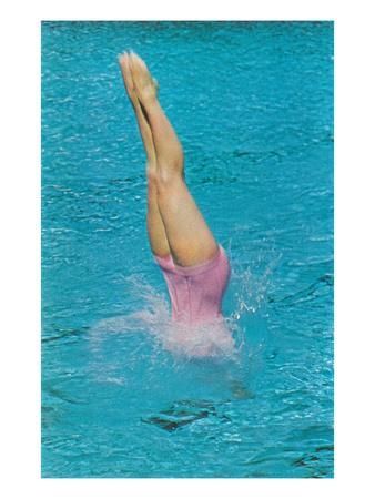 Lady Diving into Pool, Retro Art Print by | Art.com Diving Into Pool, Pool Photography, Vintage Swim, Up House, Retro Women, Pool Days, Retro Prints, Cool Posters, Retro Art