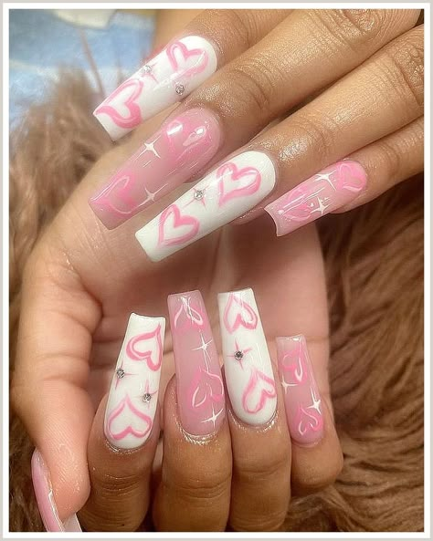 Winter Nails Acrylic - Great! I love them - Visit to See More NOW! Valentine Nails Pink, Acrylic Nails Natural, Graffiti Nails, Valentine Nail Art, Airbrush Nails, Winter Nails Acrylic, Nail Designs Valentines, Grunge Nails, Cute Acrylic Nail Designs