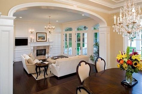 arched elements and architectural designs, modern architectural interiors Traditional Family Room, Sunken Living Room, Sala Grande, Living Room Remodel, Family Room Design, Room Remodeling, Ideas Pictures, The Ceiling, Formal Living Rooms