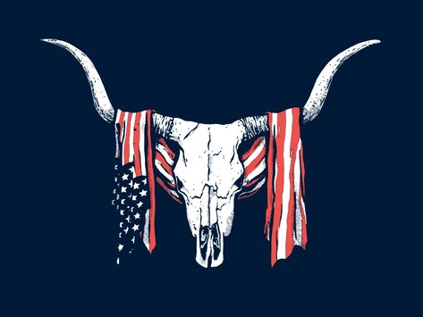 Bull Skull by Adam Johnson on Dribbble Adam Johnson, Tattoo Ideas Female, Bull Skull, Follow For More, American Girl, American Flag, Tattoo Ideas, Flag, For Men