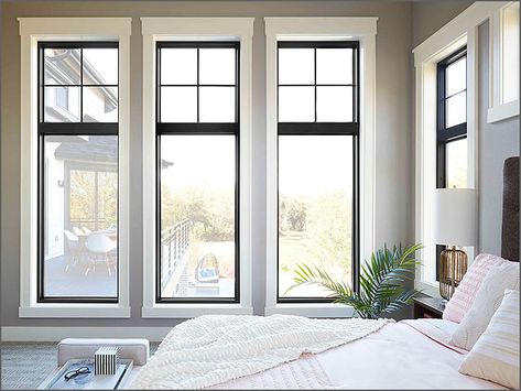 Making the Case for Black Windows in Austin Homes | Pella of Austin Interiors With Black Windows, Bedroom With Black Windows, Black Pella Windows, Anderson 400 Series Windows Black, Black Windows With Curtains, Black Vs White Interior Windows, Black Windows Bedroom, White Vs Black Windows, Black Vs White Windows