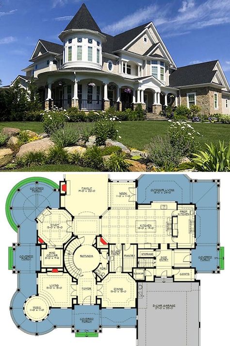 Large House Plans, House Plans 2 Story, Luxury Floor Plans, Victorian House Plans, Huge Houses, Victoria House, Black Roof, House Plans Mansion, Victorian Interior