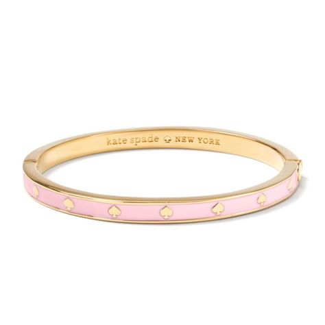 Luxury Designer Kate Spade at Up to 70% Off Retail. Real or Your Money Back. Shop The Luxury Resale Marketplace Made by Women, for Women. Your Fave Brands Coming in Hot Daily. Stack your bracelets to make a statement. No matter if this makes the first one in your pile.or the 100th. * Gold plated metal with enamel fill * Hinge opening * Includes Kate Spade Jewelry Bag Pouch  |  Tradesy is the leading used luxury fashion resale marketplace | 100% AUTHENTIC, OR YOUR MONEY BACK | We have a zero-tole Bracelets To Make, Kate Spade Bracelet, Kate Spade Bangle, Preppy Jewelry, Jewelry Accessories Ideas, Dope Jewelry, Jewelry Essentials, Stacked Jewelry, Pink Jewelry