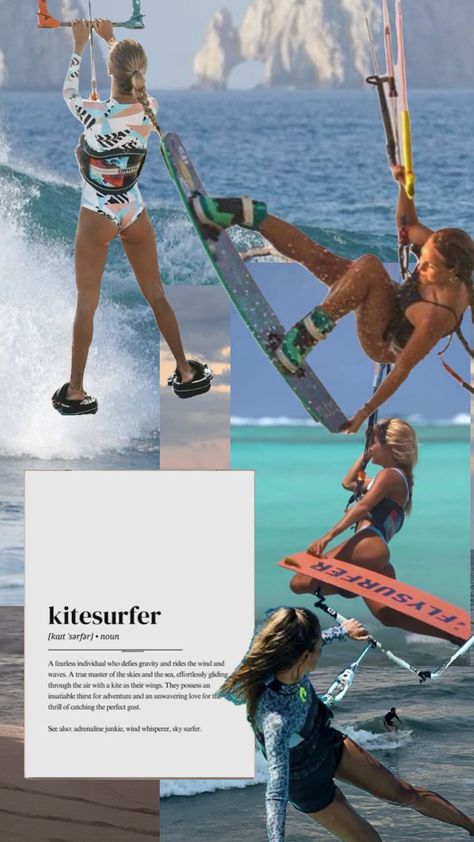 #kitesurfing #kitergirl #kitsurfingaesthetic Surfing Aesthetic, Kitesurfing, Sarcasm Humor, Windsurfing, Animation Design, Kite Surfing, Wakeboarding, Summer Pictures, Water Sports