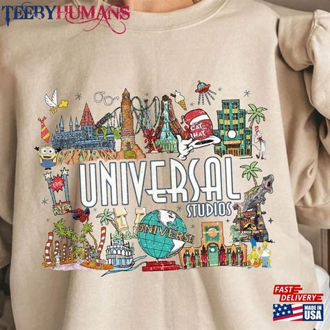 Universal Studios Sweatshirt, Universal Stufios Birthday Shirt, Universal Studio Shirt Ideas, Universal Sweatshirt, Universal Studios Shirt Ideas, Universal Studios Shirts, Universal Tshirts, Park Fits, Universal Studios Orlando Trip