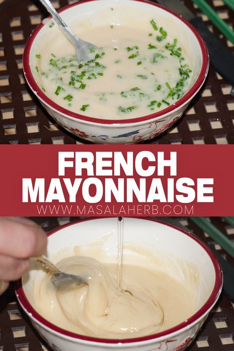 Make your own homemae Mayonnaise. I am sharing my mum's french mayo recipe which has been a favorite in my family. French Mayonnaise Recipe, Home Made Kitchen, Dressing Gravy, Homemade Mayonnaise Recipe, Pesto Dressing, Mayo Recipe, Better Food Choices, Mayonnaise Recipe, Homemade Mayonnaise