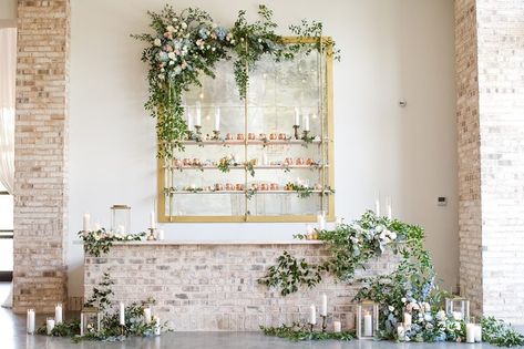 Dusty_Blue_Gold_Wrightsville_Manor_Wedding-bar Wrightsville Manor, Wedding Venues Indoor, Blue Inspiration, Blue Wedding Flowers, Spring Wedding Inspiration, Spring Wedding Flowers, Dusty Blue Weddings, Outdoor Wedding Decorations, Wedding Rentals