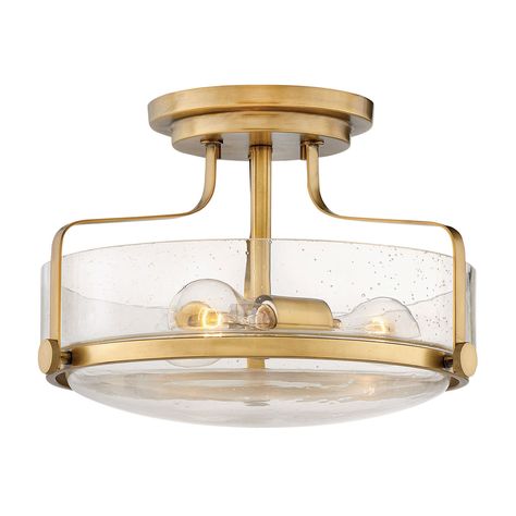 Hinkley Harper Heritage Brass 15 Inch Three Light Semi Flush Mount 3641hb Cs | Bellacor Steel Canopy, Semi Flush Lighting, Decorative Knobs, Semi Flush Ceiling Lights, Hinkley Lighting, Seeded Glass, Flush Ceiling Lights, Glass Diffuser, Semi Flush Mount