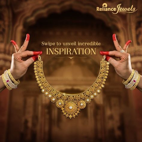 You form a forever bond with the jewellery you own! So, here’s an insight into the glorious inspiration behind this grand necklace set to help you get a deeper understanding of the thoughts, feelings, and dreams attached to our #ThanjavurCollection! #RelianceJewels #BeTheMoment #WhereArtIsWorshipped #ThanjavurCollection #ThanjavurInspiredCollection #GoldJewellery #DiamondJewellery #WhereArtIsWorshipped Jewellery Shop Poster Design, Jewelry Creative Post, Jewellery Creative Post, Akshaya Tritiya Jewellery Ads, Necklace Ads, Jewellery Poster Design, Jewellery Creative Ads, Jewellery Banner, Jewellery Advertisement