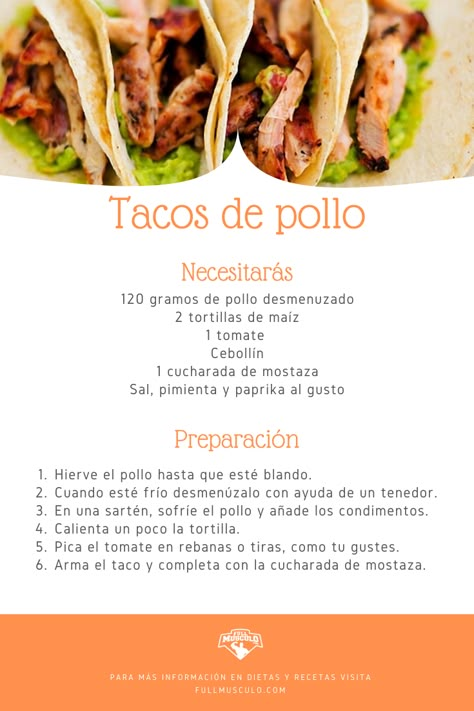 Receta de tacos de pollo Tacos Mexicanos, Tacos And Burritos, Deli Food, Lunch To Go, Eat Pizza, Master Chef, Mexican Food Recipes Authentic, Tex Mex, Diet And Nutrition