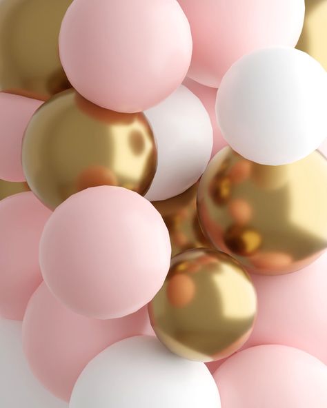 Add a delicate touch of colour to your party decorations with this gorgeous mix of mini pink, white & gold balloons. Make clusters and use them as centrepieces, fill in empty spaces, scatter a bunch on the floor, party or cake tables, create mini balloon garlands, they will complete your decorations and have people talking about how fabulous it looks! All the details Colours: Chrome Gold, White & Pastel Matte Pink 36 Latex balloons per pack Size: 12cm/5″ Suitable for air inflation Balloons sold White And Light Pink Party Decorations, Pink White Gold Balloons, Pink And Gold Balloons, 18th Balloon Ideas, Light Pink Decor, Gold And Pink Balloons, Pink Party Theme, Gold Foil Balloons, Balloon Clusters