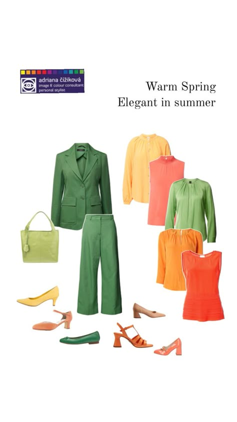 Cold Summer Color Palette Outfits, Hoc Spring, Warm Spring Palette, Siren Style, True Spring Color Palette, Bright Winter Outfits, True Spring Colors, Spring Business Casual, True Spring