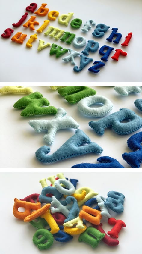 Boys Felt Toys, Felt Teacher Gifts, Diy Felt Toys For Babies, Homemade Felt Toys, What To Make With Felt, Hand Sewn Toys, Felt Toys For Kids, Diy Felt Letters, Felt Kids Crafts