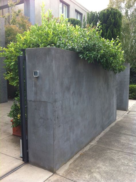 Concrete Wall Exterior Ideas, Fence Design Concrete, Cement Fence Ideas Concrete Walls, Concrete Fence Wall Modern, Concrete Privacy Wall, Concrete Fence Ideas, Concrete Wall Outdoor, Concrete Exterior Wall, Cement Fence