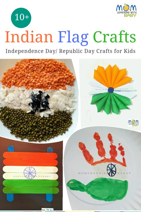 10+ Indian Flag Easy Crafts for Kids Ashoka Chakra, Independence Day Activities, India Crafts, Flag Crafts, Indian Independence, Indian Independence Day, Independence Day Decoration, India Flag, Quick Crafts