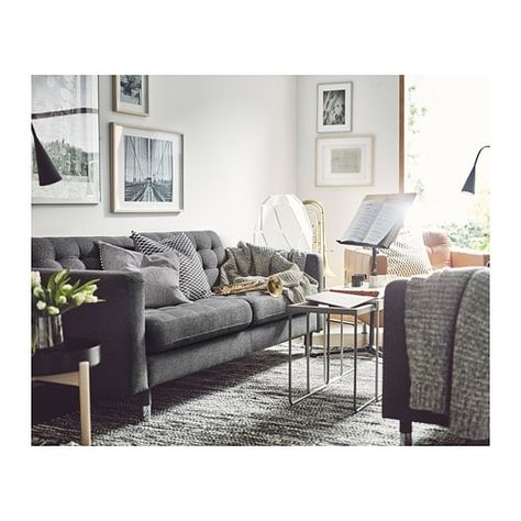 LANDSKRONA Sofa - Gunnared dark gray, metal - IKEA Landskrona Sofa, Ikea Landskrona, 3 Seat Sofa Bed, Furnitur Ruang Keluarga, Ikea Living Room, Sofa Frame, Ikea Family, Interior Rugs, Bed Slats