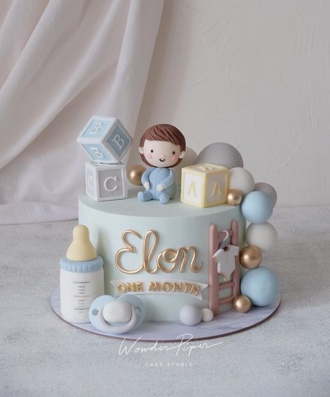 Baby One Month Cake, One Month Cake Baby Boy, One Month Birthday Cake, 1 Kg Cake Designs, 1 Month Cake Baby Boy, Baby Boy Cake Design, 1 Month Old Cake, Six Months Cake, Cake Designs For Baby Boy