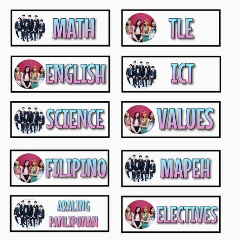 bts and blackpink! Blackpink Name Tag, Blackpink Ticket Sticker, School Labels Printables, 2nd Grade Spelling Words, Notebook Labels, Free Printable Birthday Cards, Name Tag For School, Name Tag Templates, Subject Labels