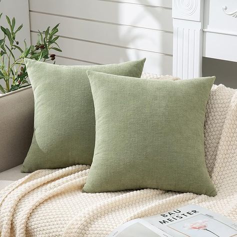 Amazon.com: GAWAMAY Decorative Square Throw Pillow Covers 16x16 Inch set of 2, Super Soft Chenille Farmhouse Fall Pillowcase for Living Room Bedroom Sofa Couch Cushion Cover Fundas Para Cojines Sage Green 40x40cm : Home & Kitchen Elegant Throw Pillows, Chenille Throw Pillows, Couch Pillow Covers, Couch Cushion Covers, Chenille Pillow, Couch Cushion, Couch Cushions, 16x16 Pillow Cover, 20x20 Pillow Covers